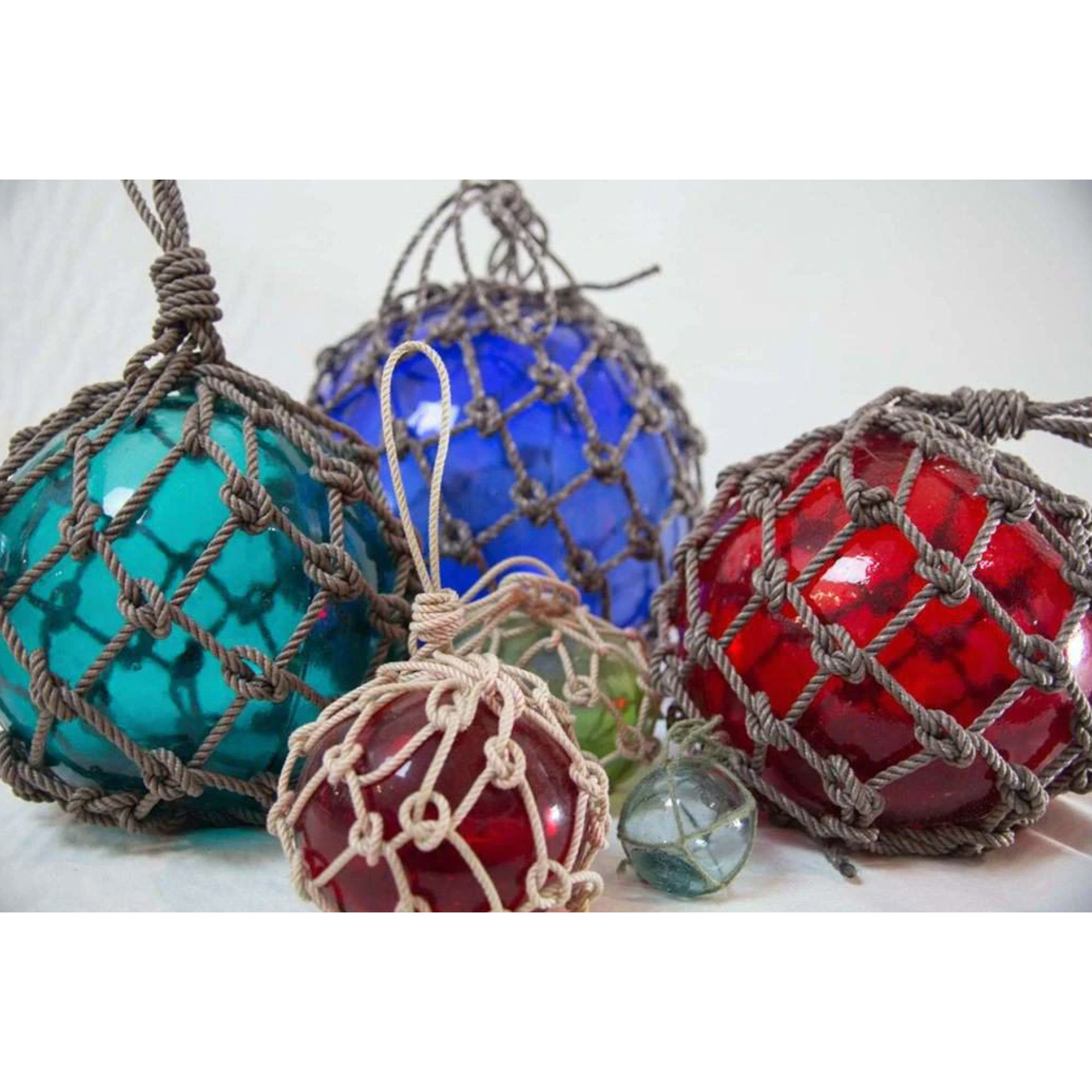 2” Glass Fishing Floats- Nautical Fish Net Buoy Decor - Pink, Orange, Blue,  Aqua, Red, Green, Amber, Clear Ball - Christmas Ornaments