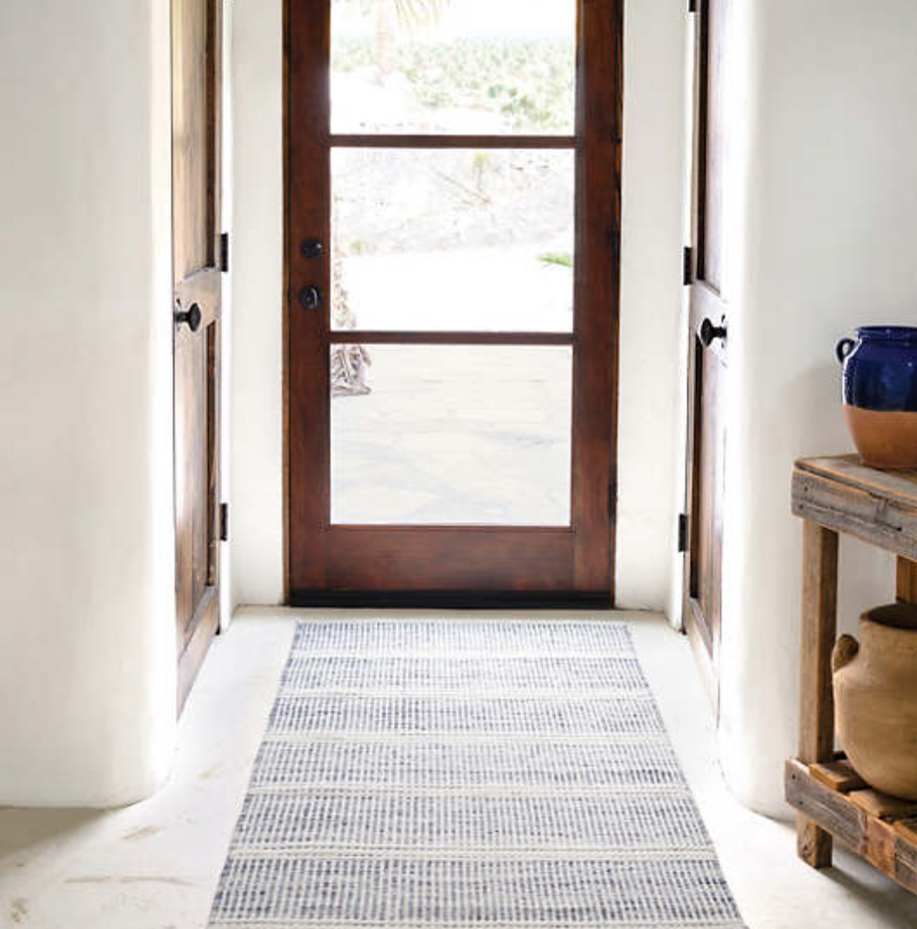 Bedroom Runner Rugs, Entrance Hallway Runners, Long Narrow Blue