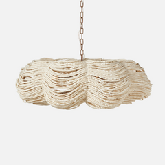 Kayla White Wood Beads Chandelier - Two Sizes