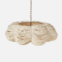 Kayla White Wood Beads Chandelier - Two Sizes