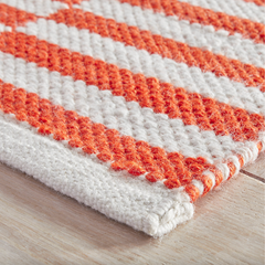 Sailing Stripe Tangerine Handwoven Indoor/Outdoor Rug