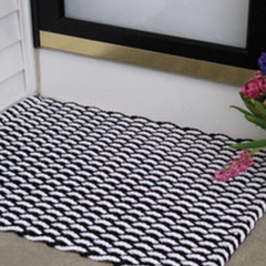 Rope Doormat - Dark Navy & White Wave