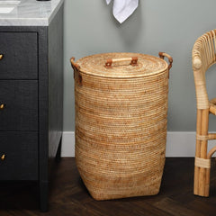 Antalya Natural Rattan Hamper - Two Sizes - Our Boat House