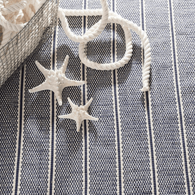 Archer Woven Cotton Rug - Navy & White - Our Boat House