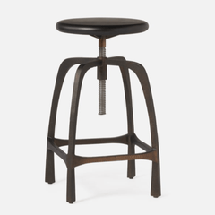 Becket Aged Iron Counter Stool - Silver or Bronze - Our Boat House