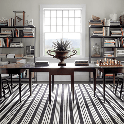 Birmingham Striped Woven Cotton Rug - Black - Our Boat House