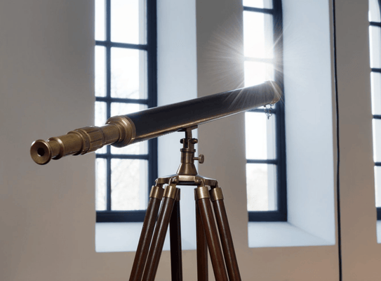 Brass Telescope Mounted on Rosewood Stand - Our Boat House