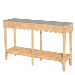 Bungalow Scalloped Rattan Console Table