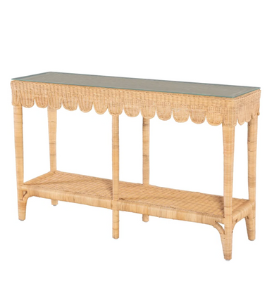 Bungalow Scalloped Rattan Console Table