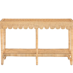 Bungalow Scalloped Rattan Console Table