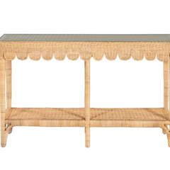 Bungalow Scalloped Rattan Console Table