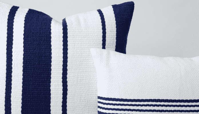 Carilo Beach Striped Throw Pillows or Throw - Natural & Navy Blue - Our Boat House