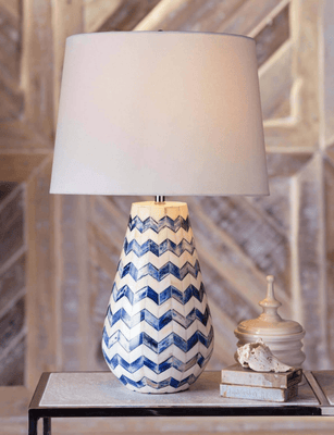 Cassia Chevron Table Lamp - Indigo - Our Boat House