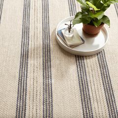 Cielo Stripe Navy Handwoven Cotton Rug - Our Boat House