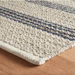 Cielo Stripe Navy Handwoven Cotton Rug - Our Boat House