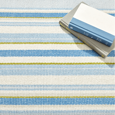 Daphne Stripe Handwoven Cotton Rug - French Blue - Our Boat House