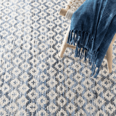 Denim Rag Diamond Ivory Woven Rug - Our Boat House