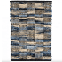 Denim Rag Gridwork Blue Handwoven Rug - Our Boat House