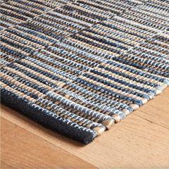 Denim Rag Gridwork Blue Handwoven Rug - Our Boat House