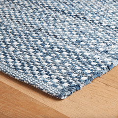 Denim Stone Blue Handwoven Cotton Rug - Our Boat House