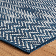 Herringbone Blue - Machine Washable Rug