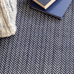 Herringbone Woven Cotton Rug - Indigo Blue - Our Boat House