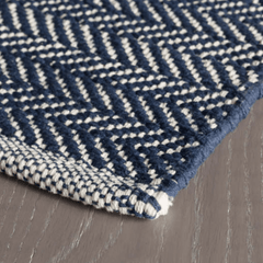 Herringbone Woven Cotton Rug - Indigo Blue - Our Boat House