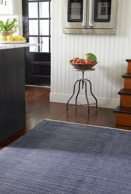 Herringbone Woven Cotton Rug - Indigo Blue - Our Boat House