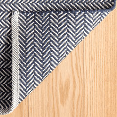 Herringbone Woven Cotton Rug - Indigo Blue - Our Boat House