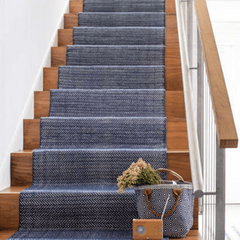 Herringbone Woven Cotton Rug - Indigo Blue - Our Boat House