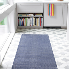 Herringbone Indoor/ Outdoor Rug - Indigo Blue & White