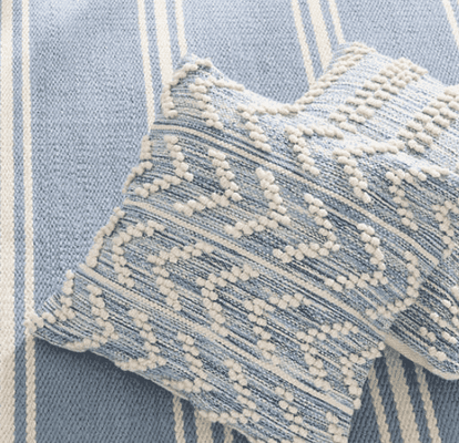 Hobnail Indoor/Outdoor Pillow - Herringbone Blue - Our Boat House