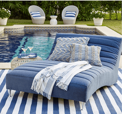 Hobnail Indoor/Outdoor Pillow - Stripe Blue - Our Boat House