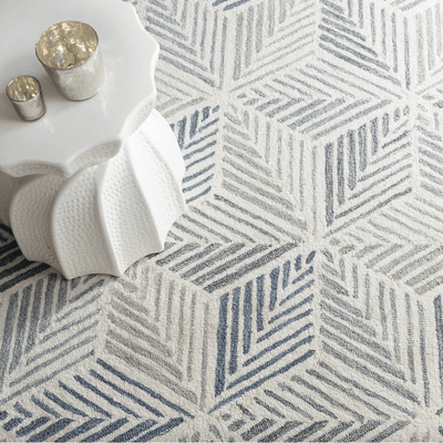 Karari Blue Hand Hooked Wool Rug - Our Boat House