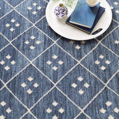 Kota Indigo Blue Woven Wool Rug