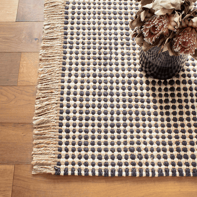 Kuba Black Woven Jute Rug - Our Boat House