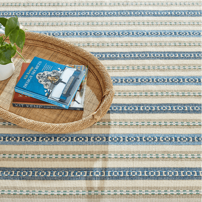 Long Slade Indigo Handwoven Cotton Rug - Our Boat House