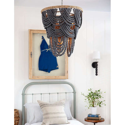 Lorelei Wood Bead Chandelier - Grey - Our Boat House