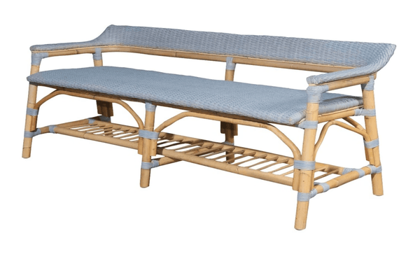 Lucco Rattan Bench - Coastal Blue - Our Boat House