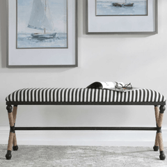 Naxos Iron & Rope Striped Bench - Large - Our Boat House