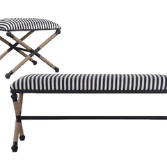 Naxos Iron & Rope Striped Bench - Large - Our Boat House