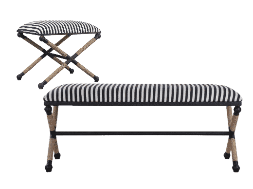 Naxos Iron & Rope Striped Bench - Large - Our Boat House