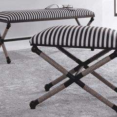 Naxos Iron & Rope Striped Bench - Large - Our Boat House