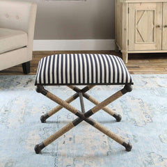 Naxos Iron & Rope Striped Bench - Small - Our Boat House