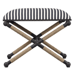 Naxos Iron & Rope Striped Bench - Small - Our Boat House