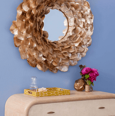 Oyster Shell Petal Round Mirror - Finish Options - Our Boat House