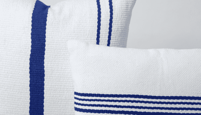 Pinamar Striped Throw Pillows & Throw - Natural & Electric Blue - Our Boat House