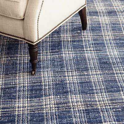 Plaid Handwoven Cotton Rug - Denim Blue - Our Boat House