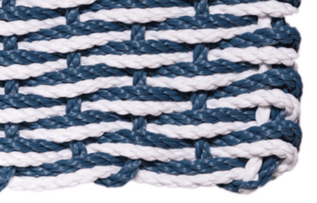 Rope Doormat - Federal Blue & White Wave - Our Boat House