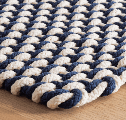 Rope Weave Indoor/Outdoor Rug - Navy & Ivory - Our Boat House